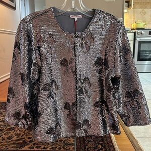Frances Valentine silver sequin jacket NWT